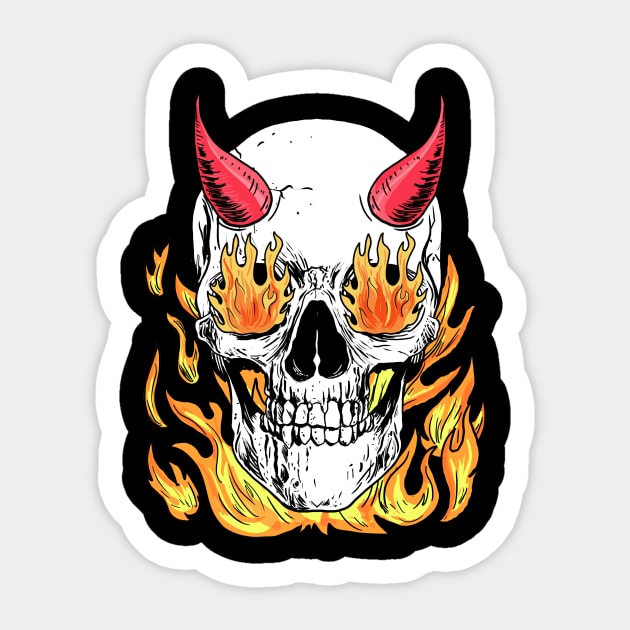 Burning Skull Sticker by HustleHardStore